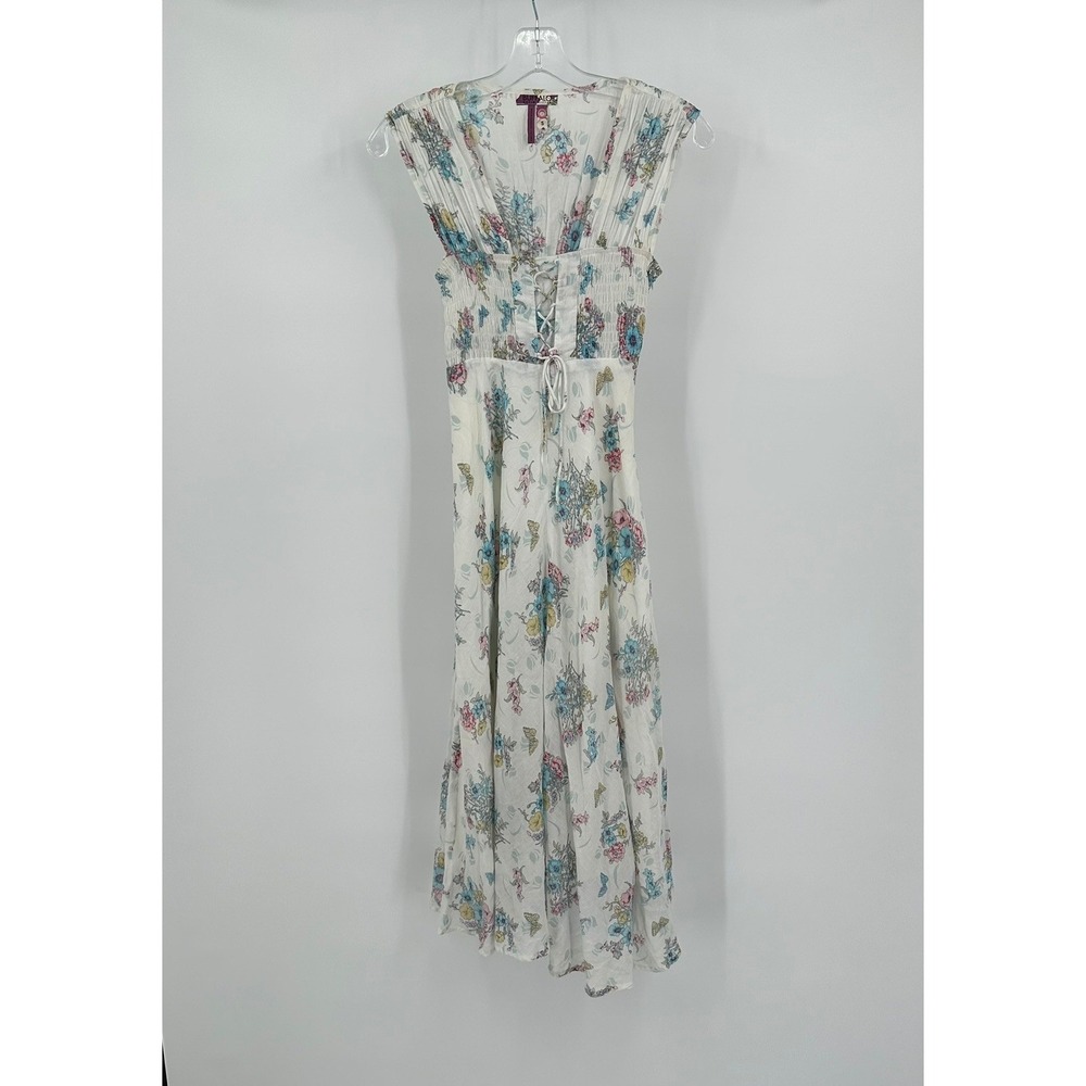 Womens Coquette Floral Milkmaid Midi Dress Size S Prairie Shabby Chic Garden